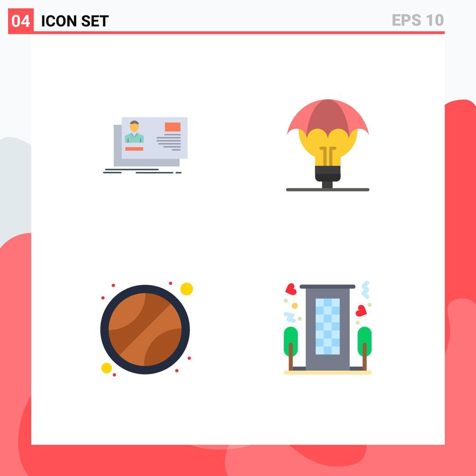 Set of 4 Modern UI Icons Symbols Signs for id patent card copyright sport Editable Vector Design Elements