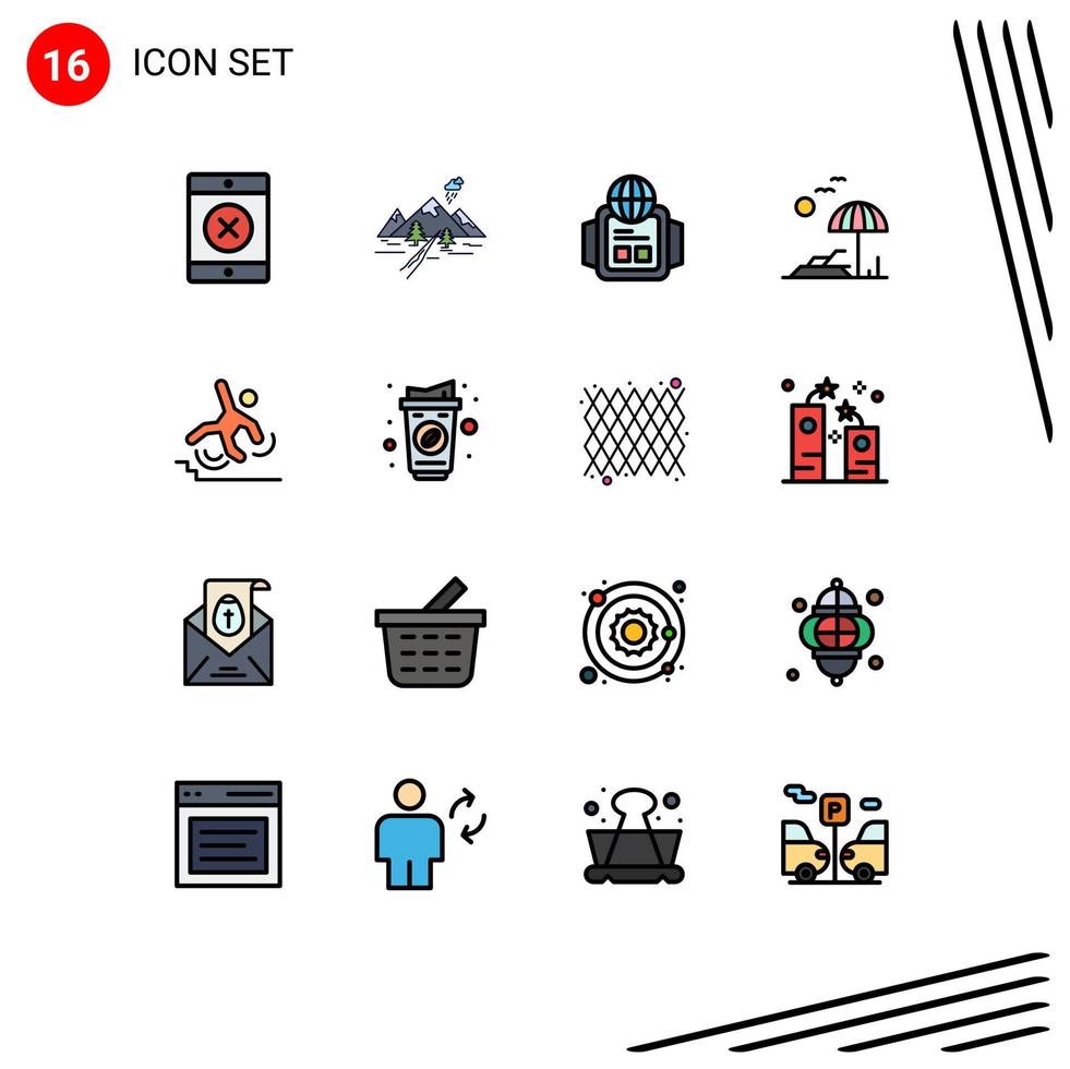 Set of 16 Modern UI Icons Symbols Signs for failure crash watch business tree Editable Creative Vector Design Elements