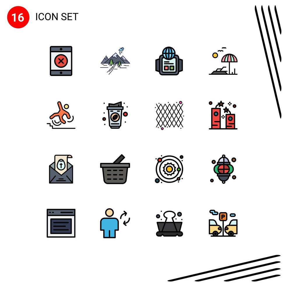 conjunto de 16 iconos modernos de la interfaz de usuario símbolos signos de falla reloj de bloqueo elementos de diseño de vectores creativos editables del árbol de negocios