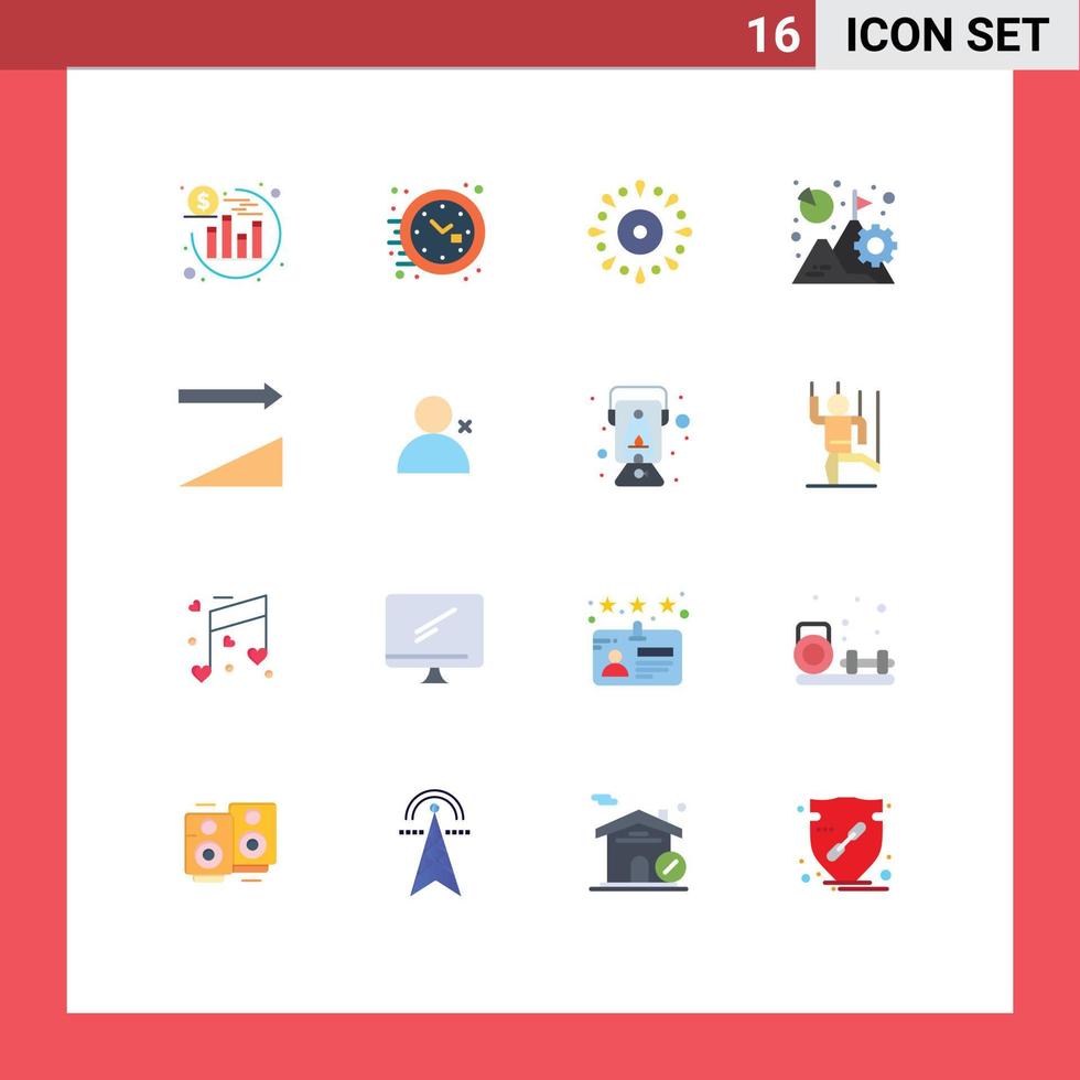 grupo de 16 signos y símbolos de colores planos para el análisis de gráficos de eventos de crecimiento ascendente paquete editable de elementos de diseño de vectores creativos