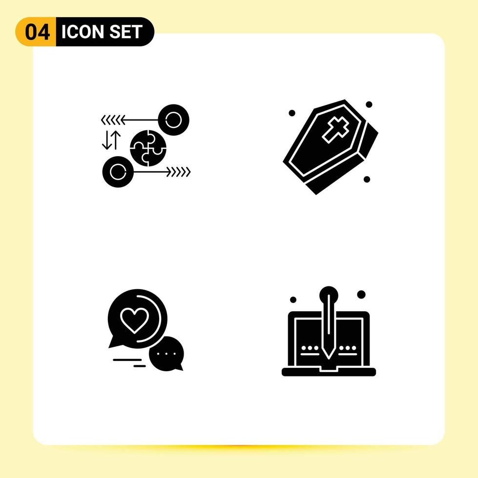 4 Creative Icons Modern Signs and Symbols of puzzle chat bubble marketing halloween sms Editable Vector Design Elements