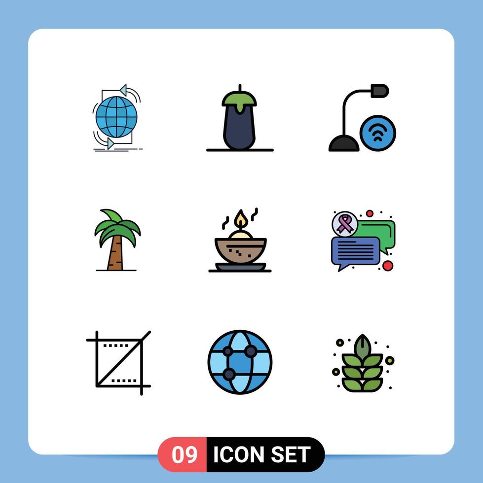 Modern Set of 9 Filledline Flat Colors and symbols such as india culture food microphone gadget Editable Vector Design Elements