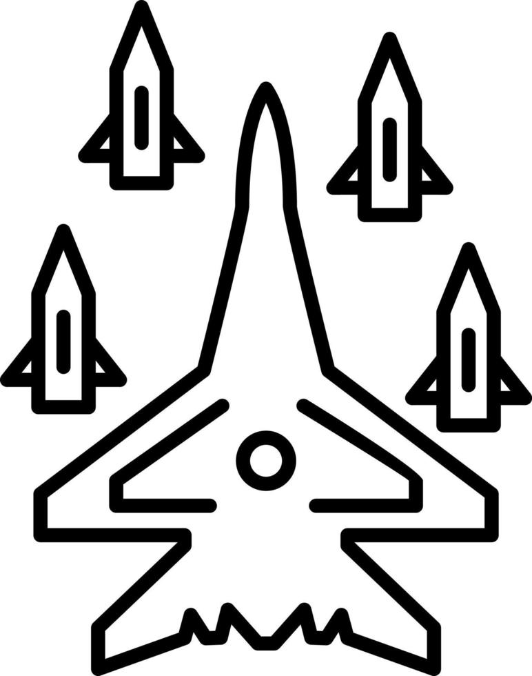 icono de línea de lanzamiento de misiles de avión vector