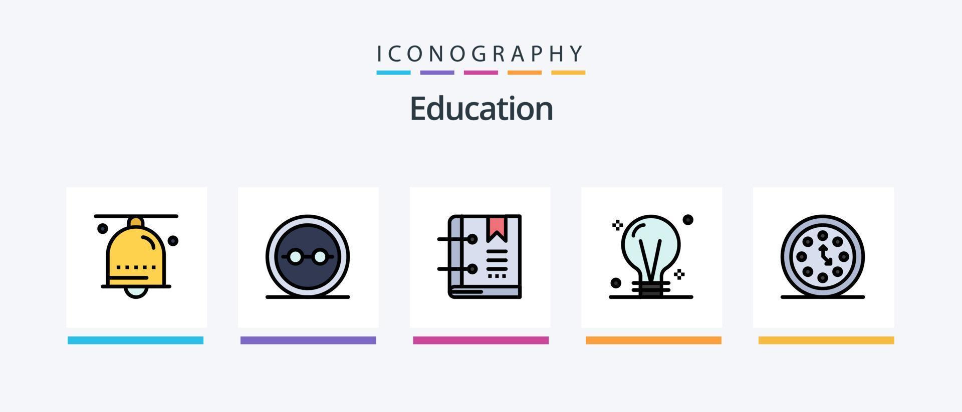 Education Line Filled 5 Icon Pack Including school. transport. physics. shuttle. science. Creative Icons Design vector