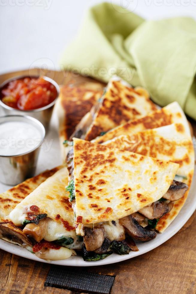 Mushroom and cheese quesadillas photo