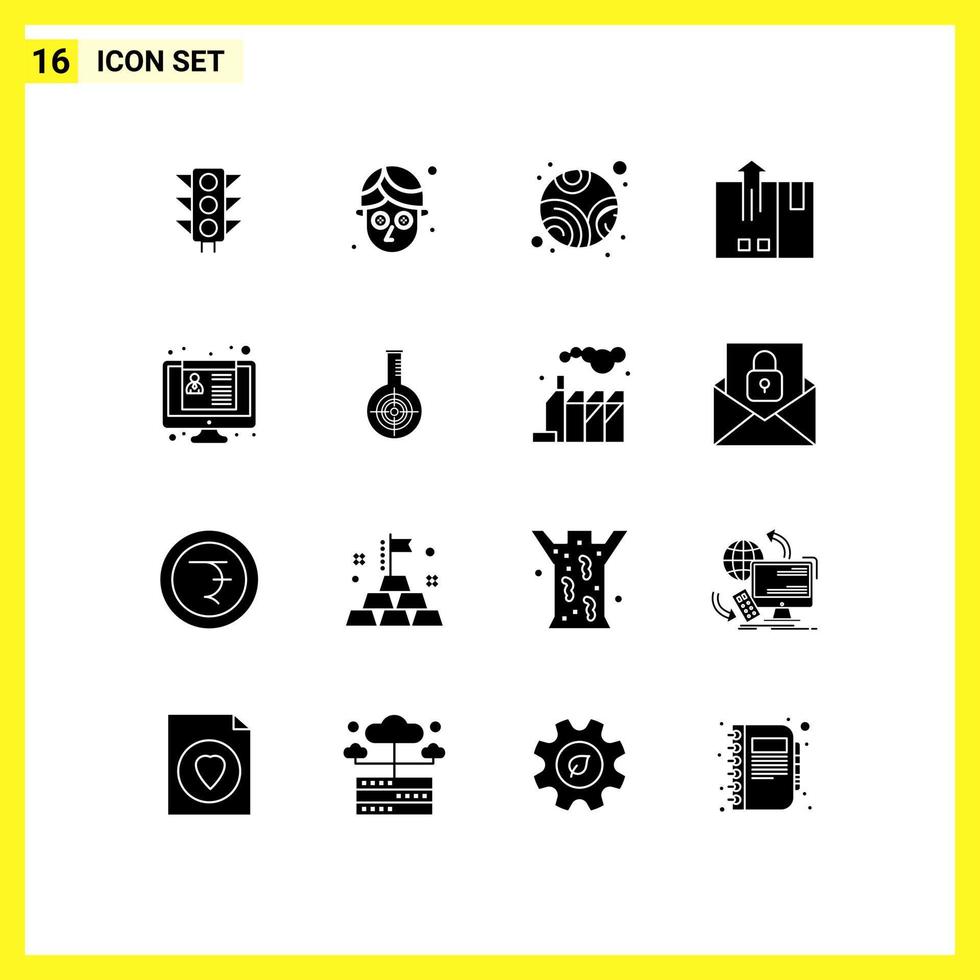 Universal Icon Symbols Group of 16 Modern Solid Glyphs of job application cv planet logistic delivery Editable Vector Design Elements
