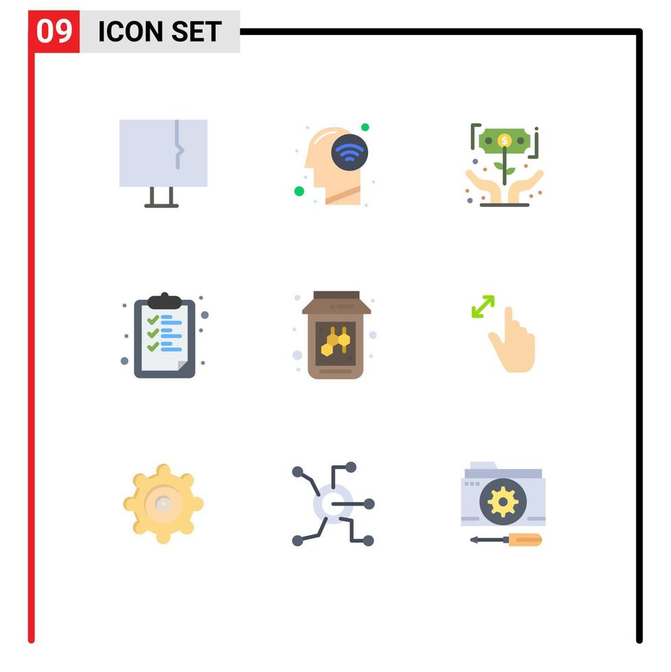 Modern Set of 9 Flat Colors Pictograph of education clipboard wifi signal paper investor Editable Vector Design Elements
