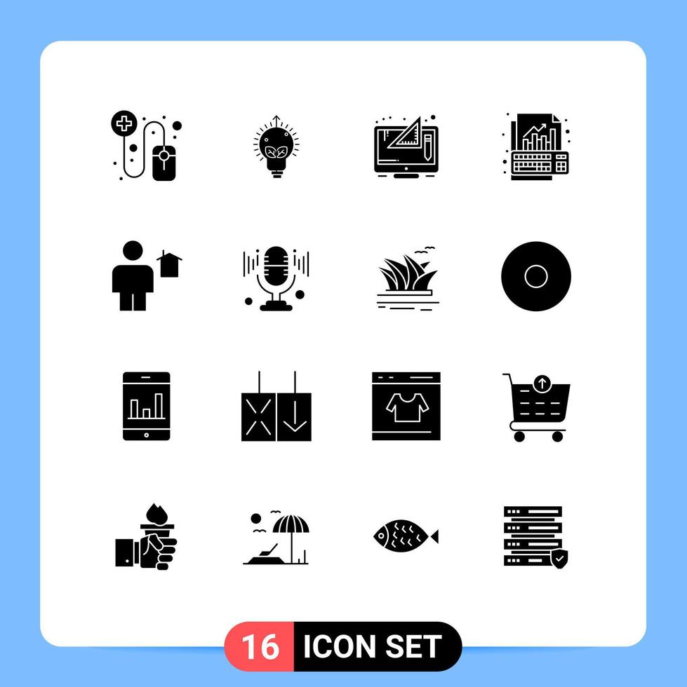 16 Solid Glyph concept for Websites Mobile and Apps avatar growth design graph analysis Editable Vector Design Elements