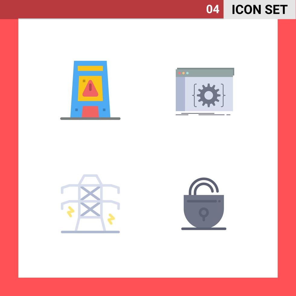 4 User Interface Flat Icon Pack of modern Signs and Symbols of floor software warning app line Editable Vector Design Elements