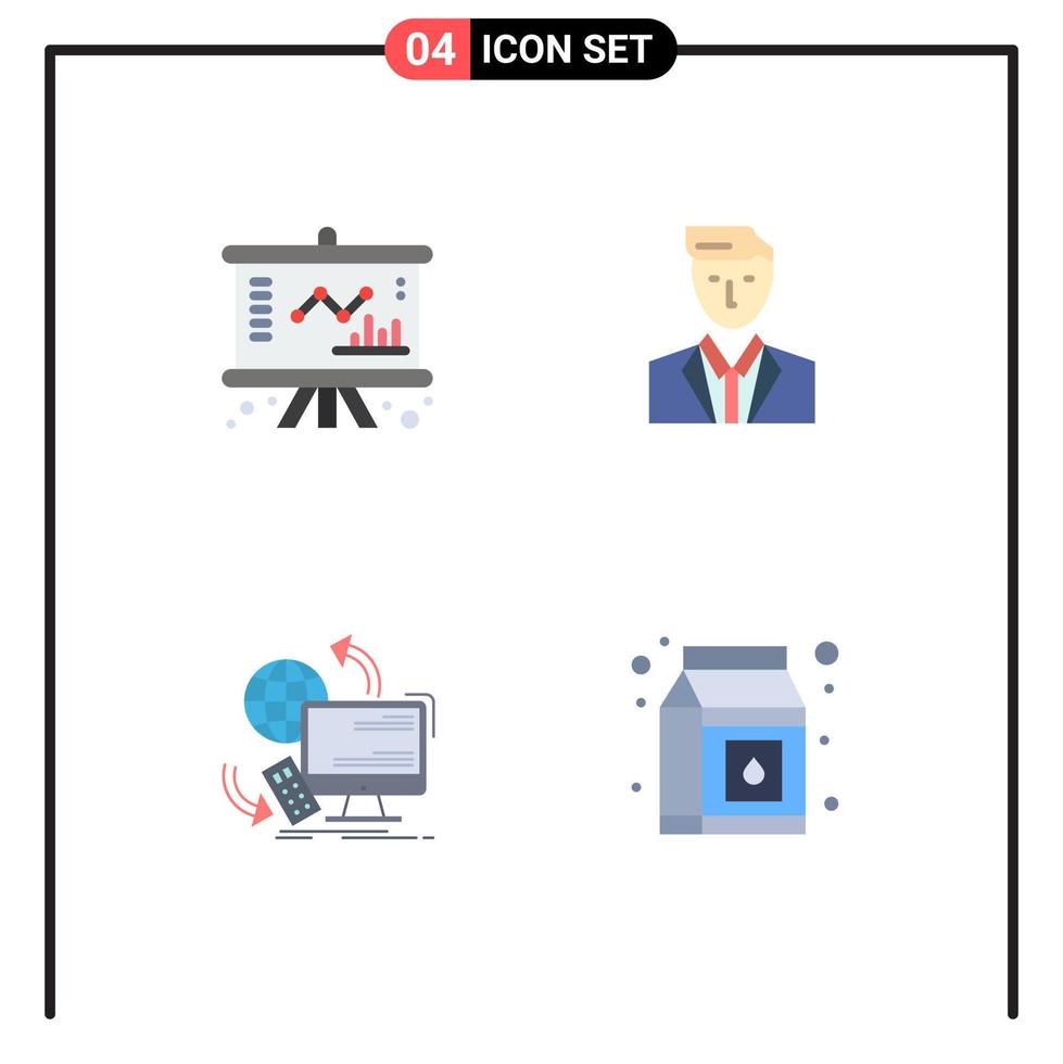 4 Flat Icon concept for Websites Mobile and Apps business access management head monitoring Editable Vector Design Elements
