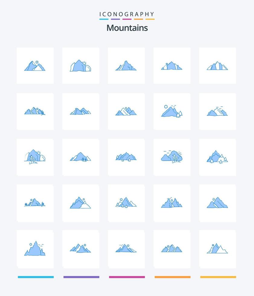 Creative Mountains 25 Blue icon pack  Such As nature. hill. nature. birds. hill vector