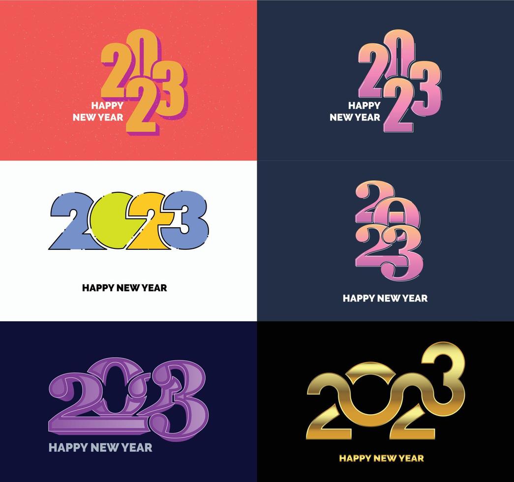 Big Set of 2023 Happy New Year logo text design 2023 number design template vector