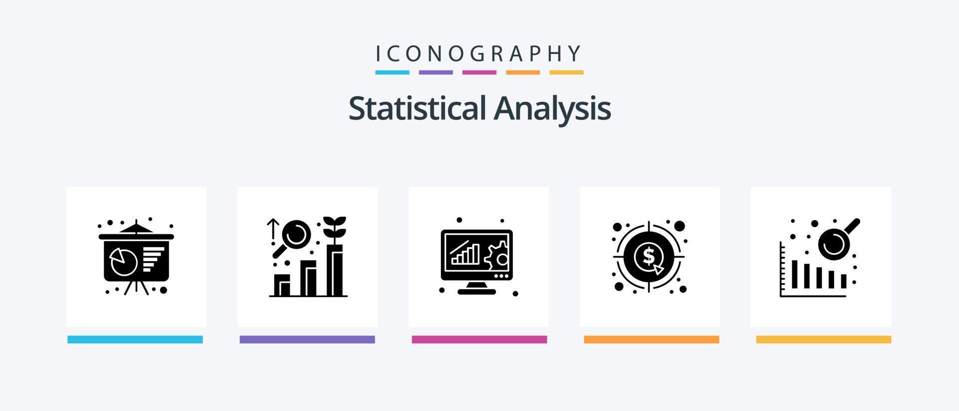 paquete de iconos de glifo 5 de análisis estadístico que incluye análisis de datos. dinero. análisis de datos grafico. divisa. diseño de iconos creativos vector