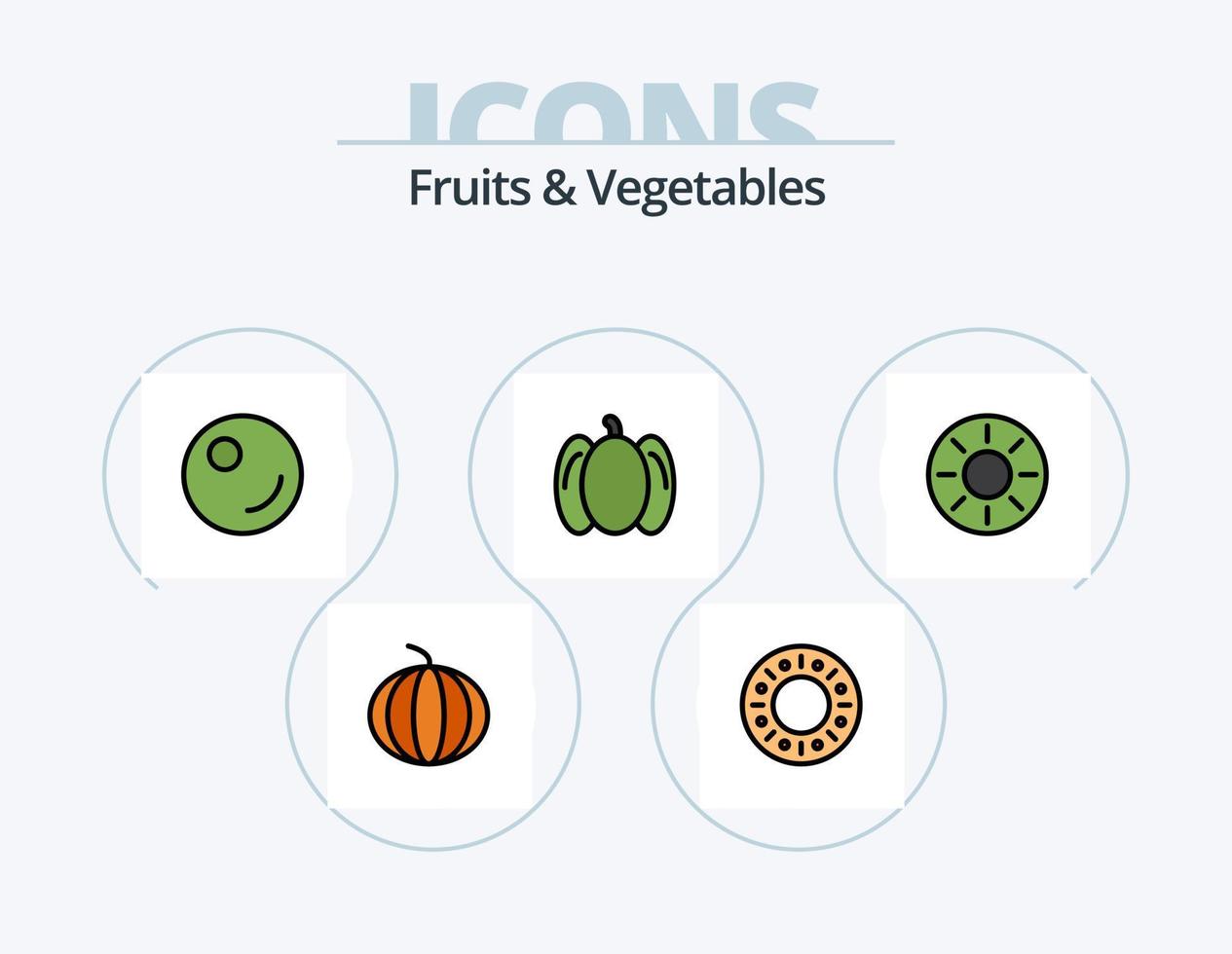 Fruits and Vegetables Line Filled Icon Pack 5 Icon Design. . vegetable. . pumpkin vector