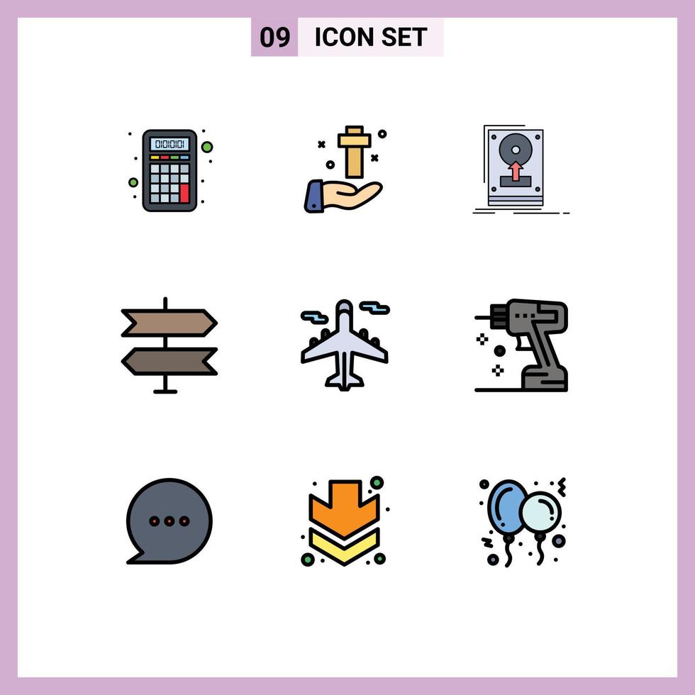 Set of 9 Modern UI Icons Symbols Signs for airplane location easter direction save Editable Vector Design Elements