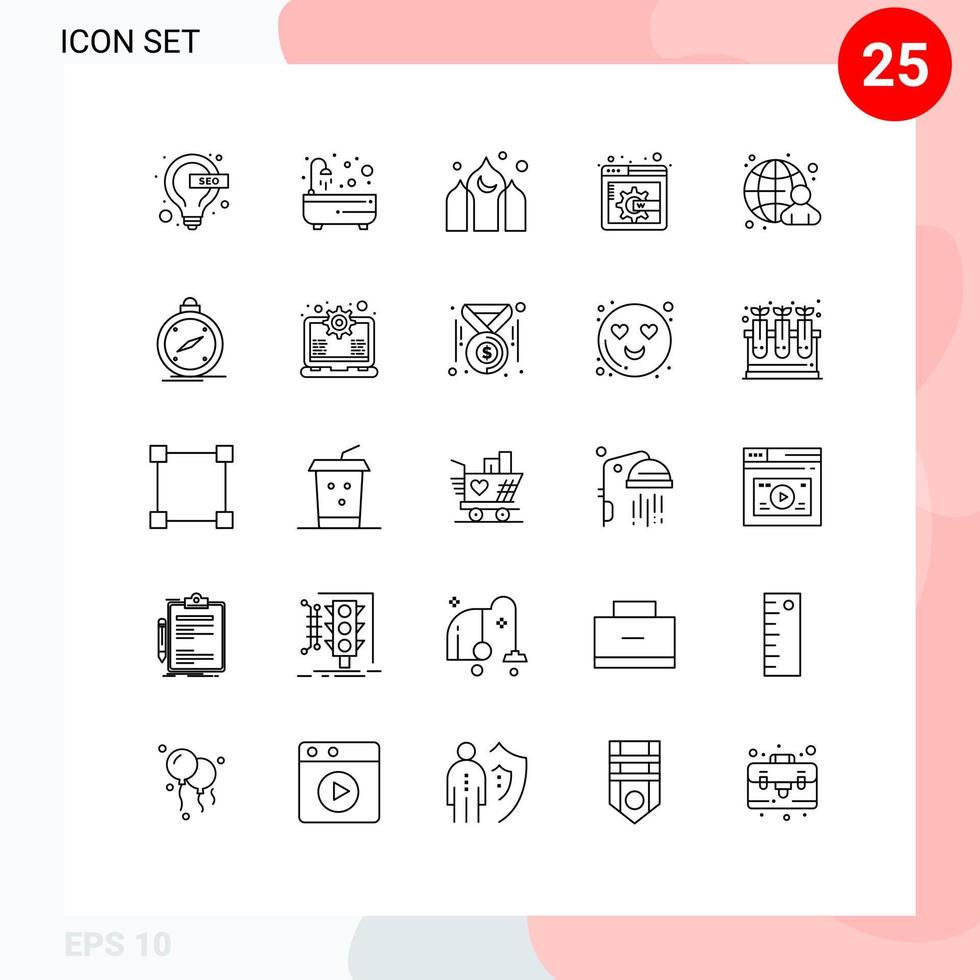 25 Creative Icons Modern Signs and Symbols of internet globe architecture businessman display page content Editable Vector Design Elements