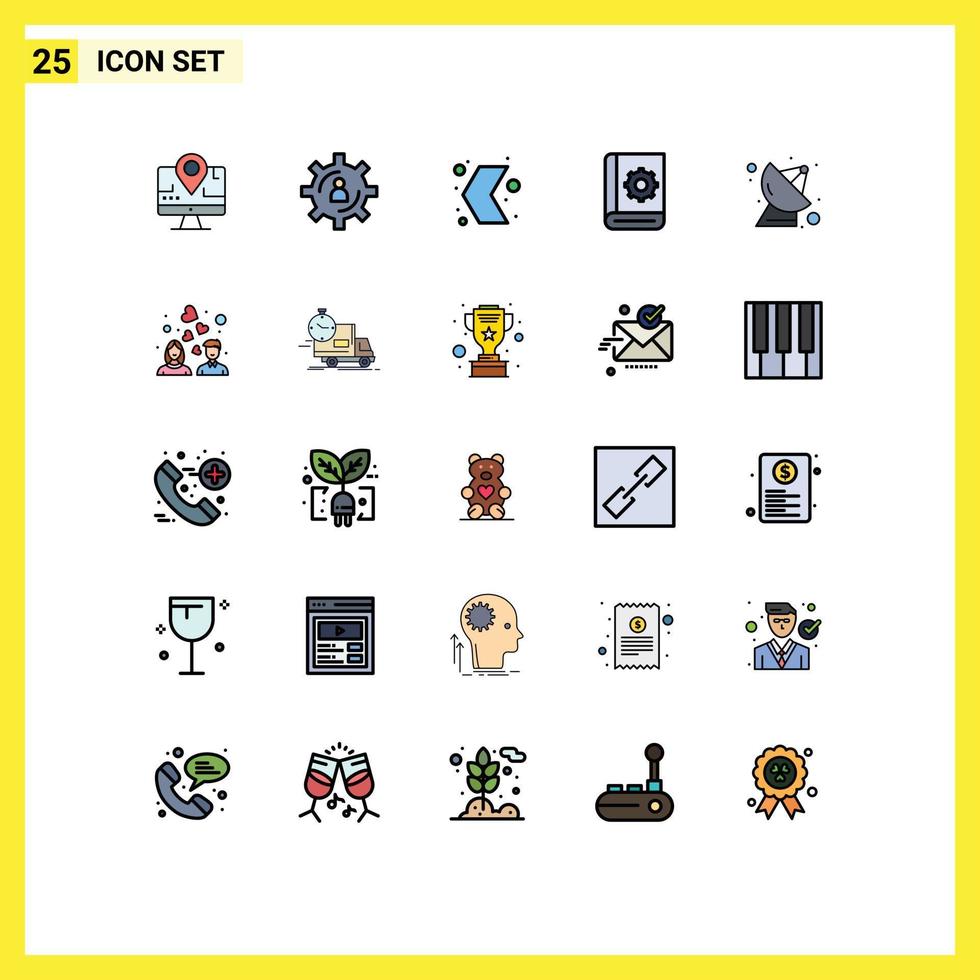 conjunto de 25 iconos de interfaz de usuario modernos símbolos signos para instrucciones comunicación productividad asistente multimedia elementos de diseño vectorial editables vector