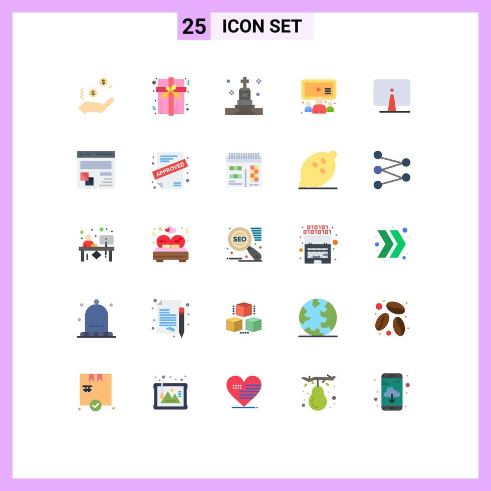 Universal Icon Symbols Group of 25 Modern Flat Colors of desktop back funeral user online Editable Vector Design Elements