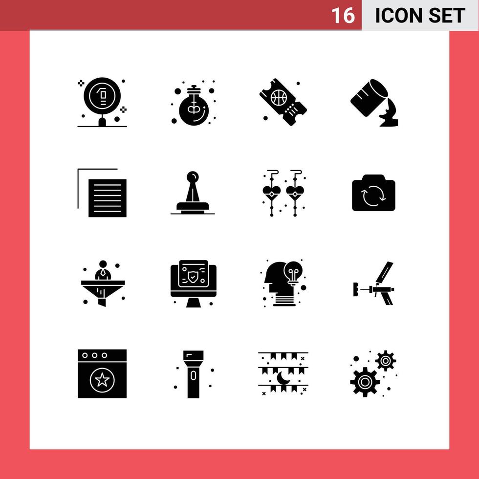 Paquete de glifos sólidos de 16 interfaces de usuario de signos y símbolos modernos de elementos de diseño de vectores editables de entradas de agua ligera húmeda de archivo