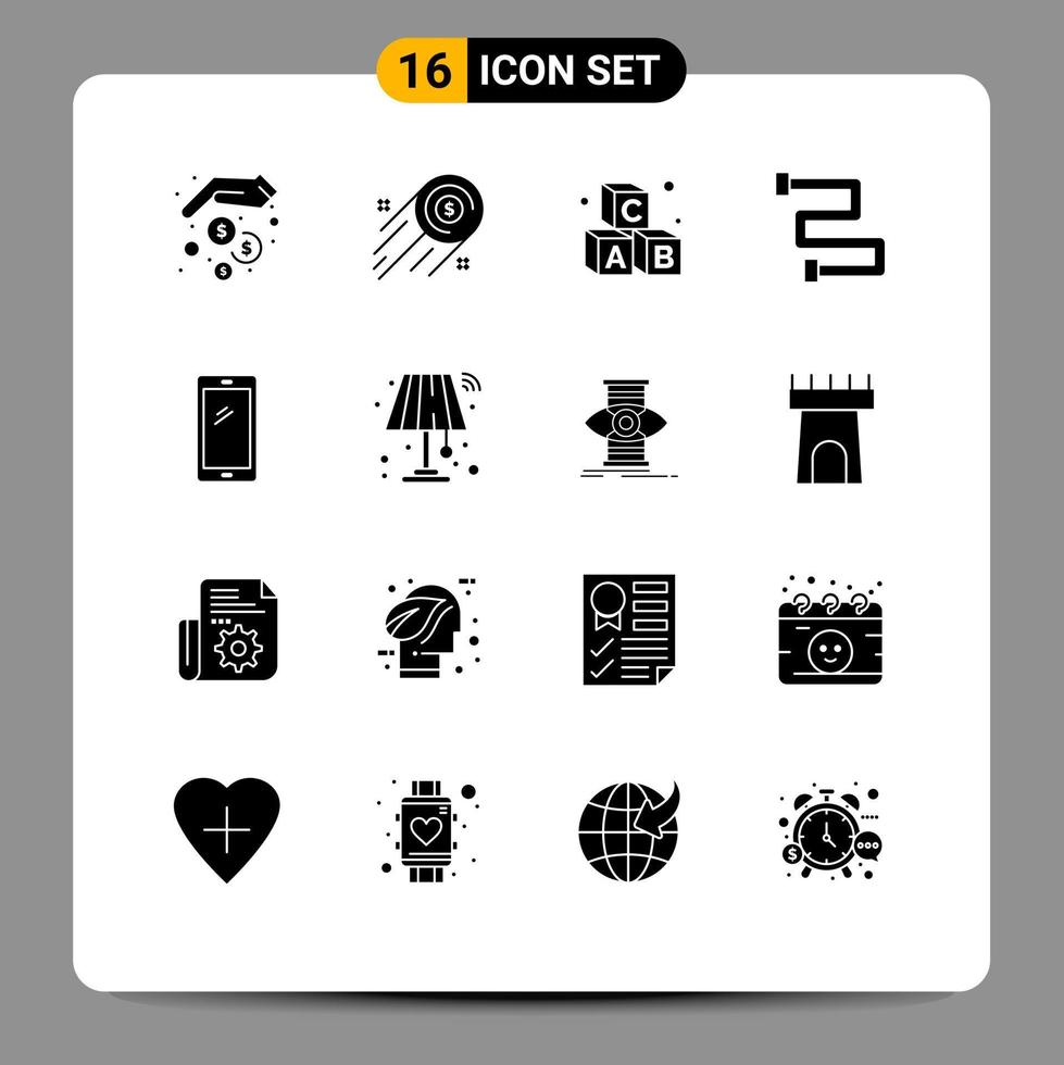 16 Creative Icons Modern Signs and Symbols of mobile phone alphabet rail bathroom Editable Vector Design Elements