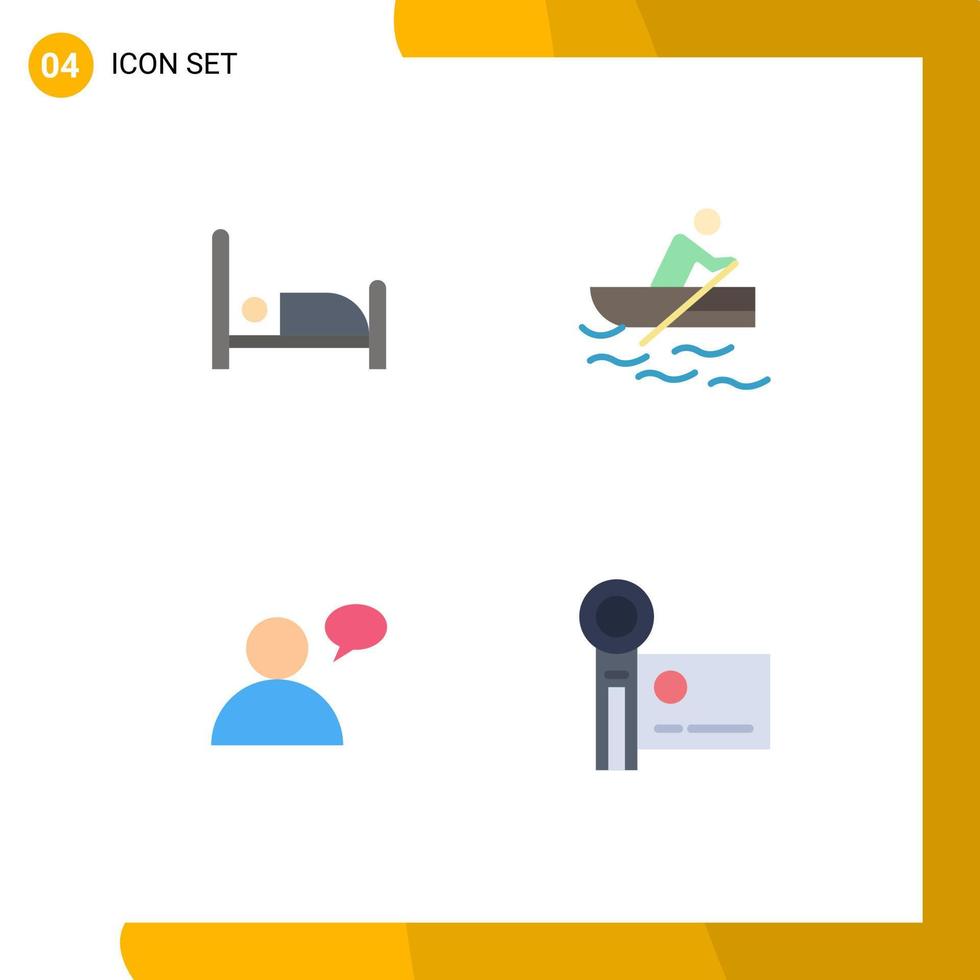 Pack of 4 creative Flat Icons of hospital user boat water digital camera Editable Vector Design Elements