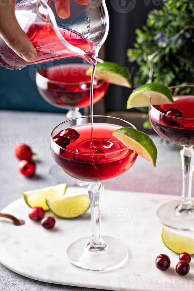 Cranberry lime vodka cocktail, Christmas cocktail idea photo