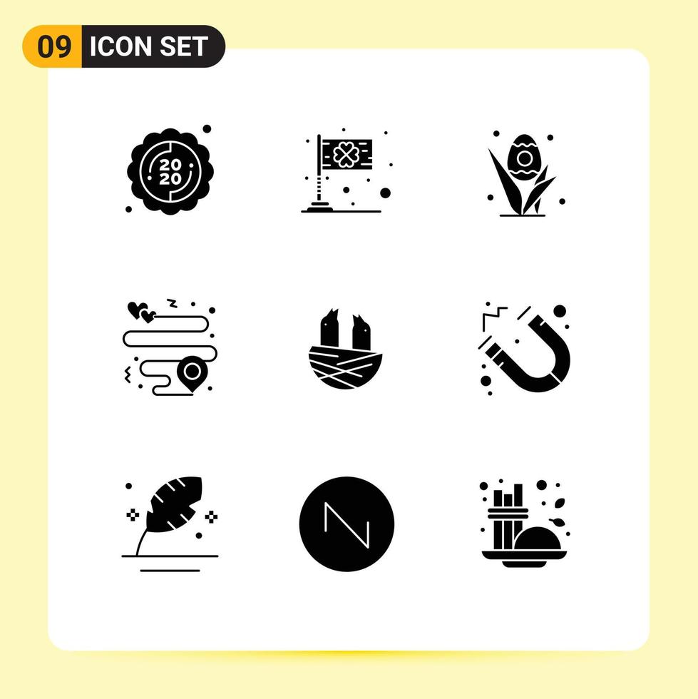 Stock Vector Icon Pack of 9 Line Signs and Symbols for bird pin saint location easter Editable Vector Design Elements