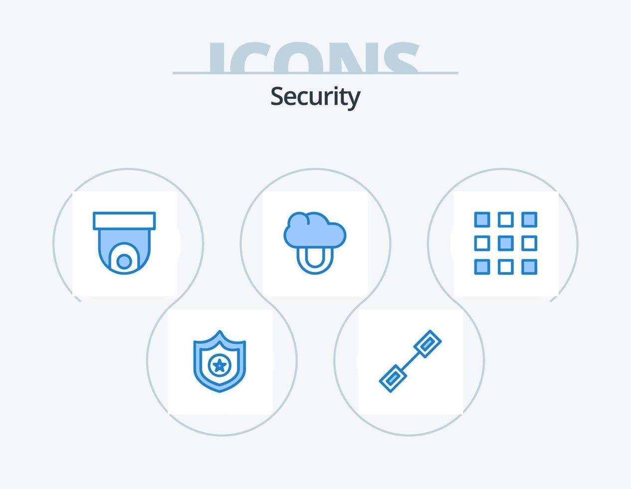 Security Blue Icon Pack 5 Icon Design. lock. code. cctv. buttons. private vector