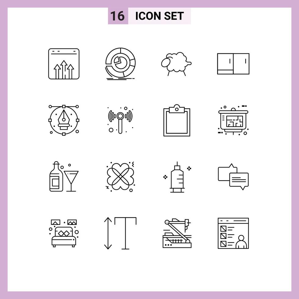16 Outline concept for Websites Mobile and Apps home appliances desk diagram cabinet wool Editable Vector Design Elements