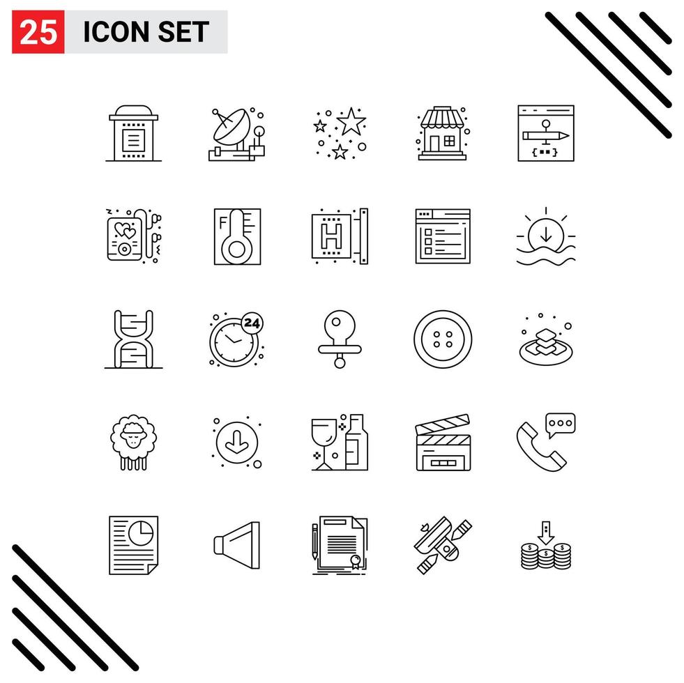 Universal Icon Symbols Group of 25 Modern Lines of browser sale satellite shopping party Editable Vector Design Elements