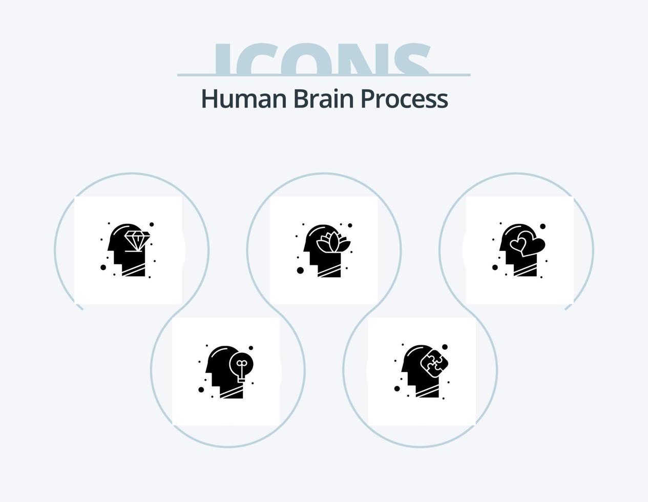 cerebro humano proceso glifo icono paquete 5 icono diseño. mente. humano. rompecabezas. cabeza. perfección vector