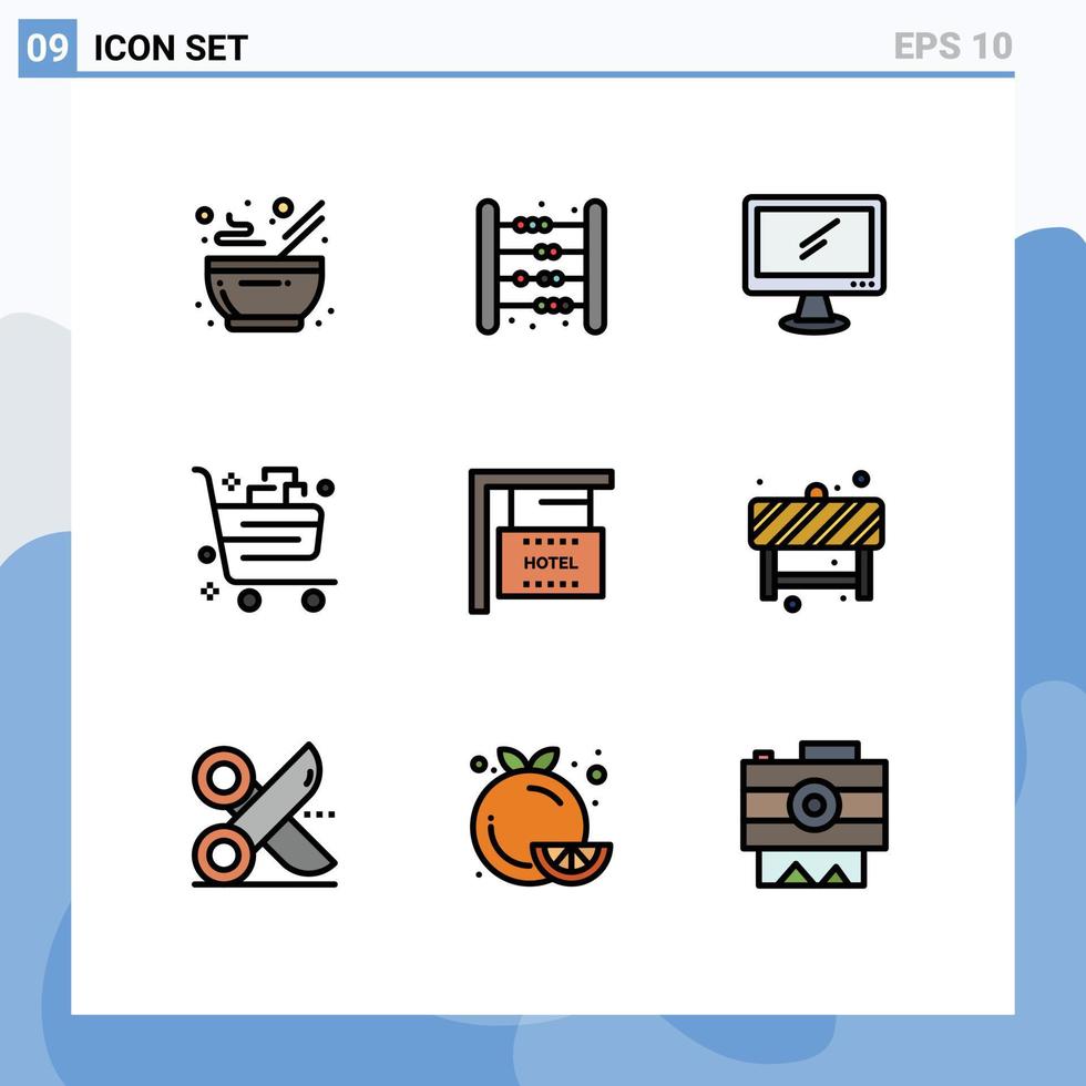 Set of 9 Modern UI Icons Symbols Signs for commerce buy math basket imac Editable Vector Design Elements