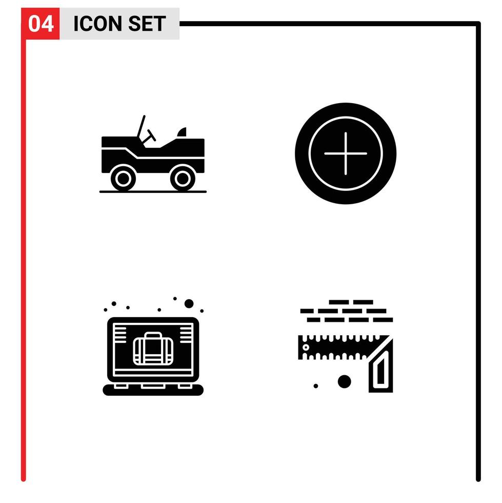 Pack of 4 Modern Solid Glyphs Signs and Symbols for Web Print Media such as military office case finance brief height Editable Vector Design Elements