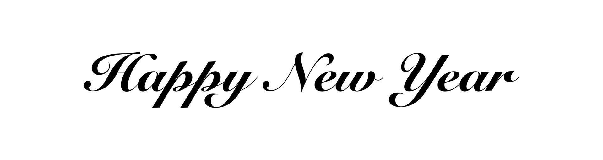 Happy new year black text on white background. vector