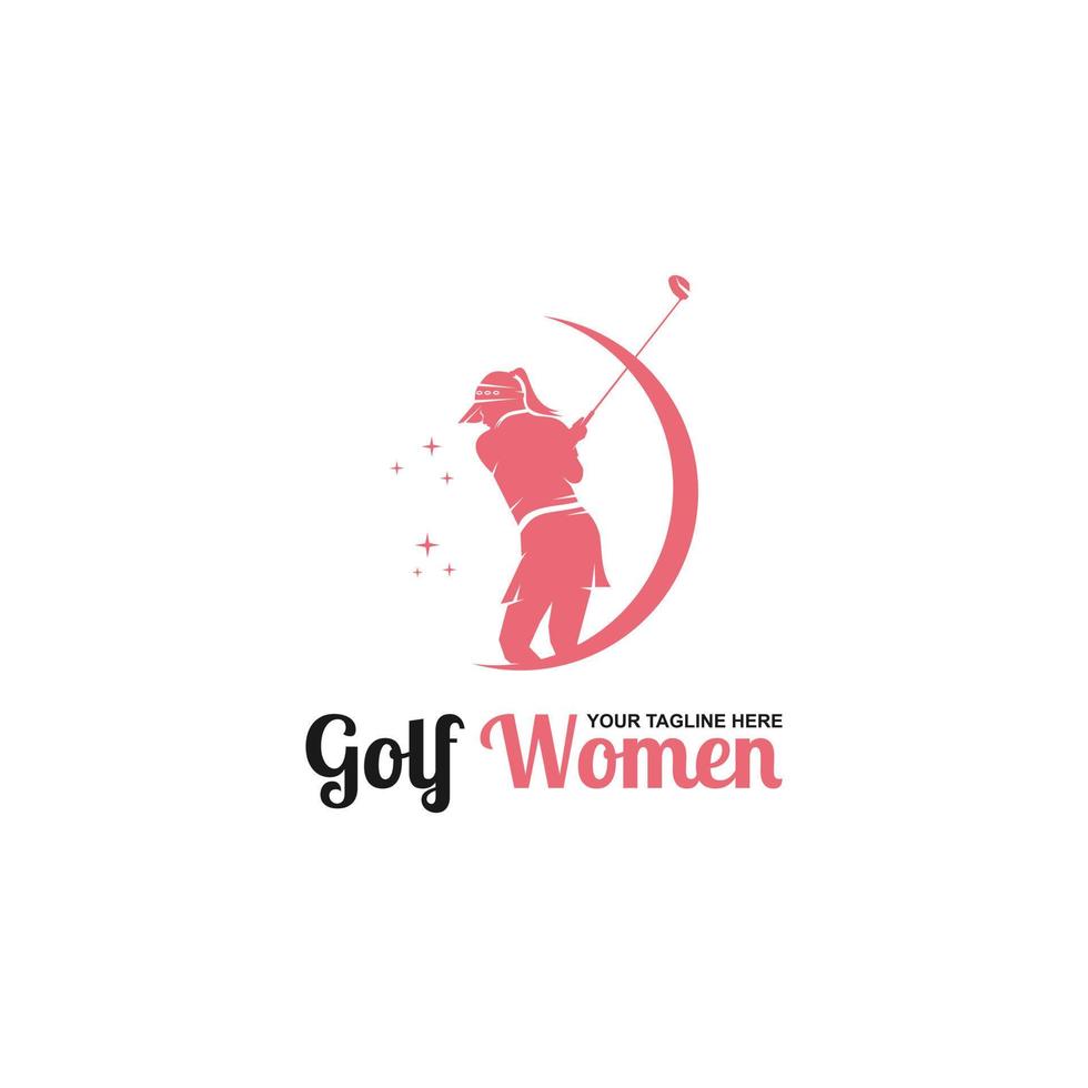 diseño de logotipo de deportes de golf para mujeres - ilustración vectorial, diseño de emblema de deportes de golf para mujeres. adecuado para su necesidad de diseño, logotipo, ilustración, animación, etc. vector