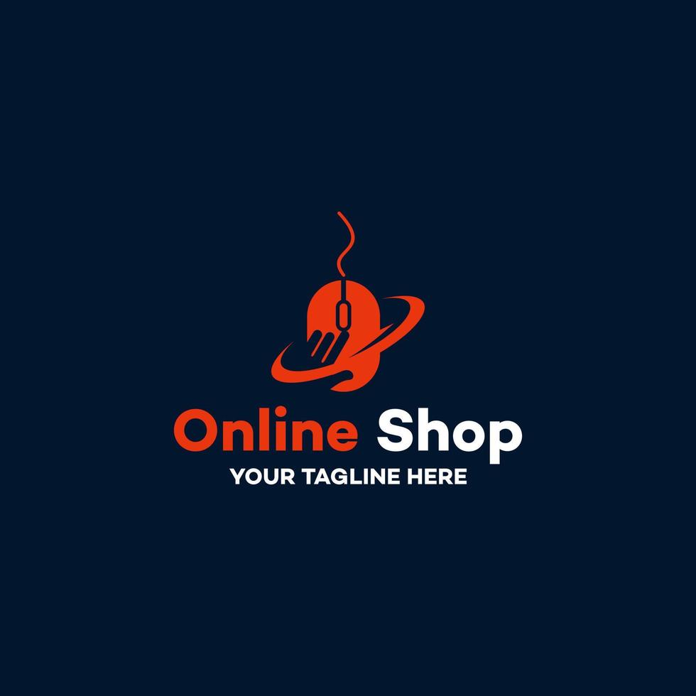 plantilla de logotipo de tienda en línea con fondo azul oscuro. adecuado para su necesidad de diseño, logotipo, ilustración, animación, etc. vector