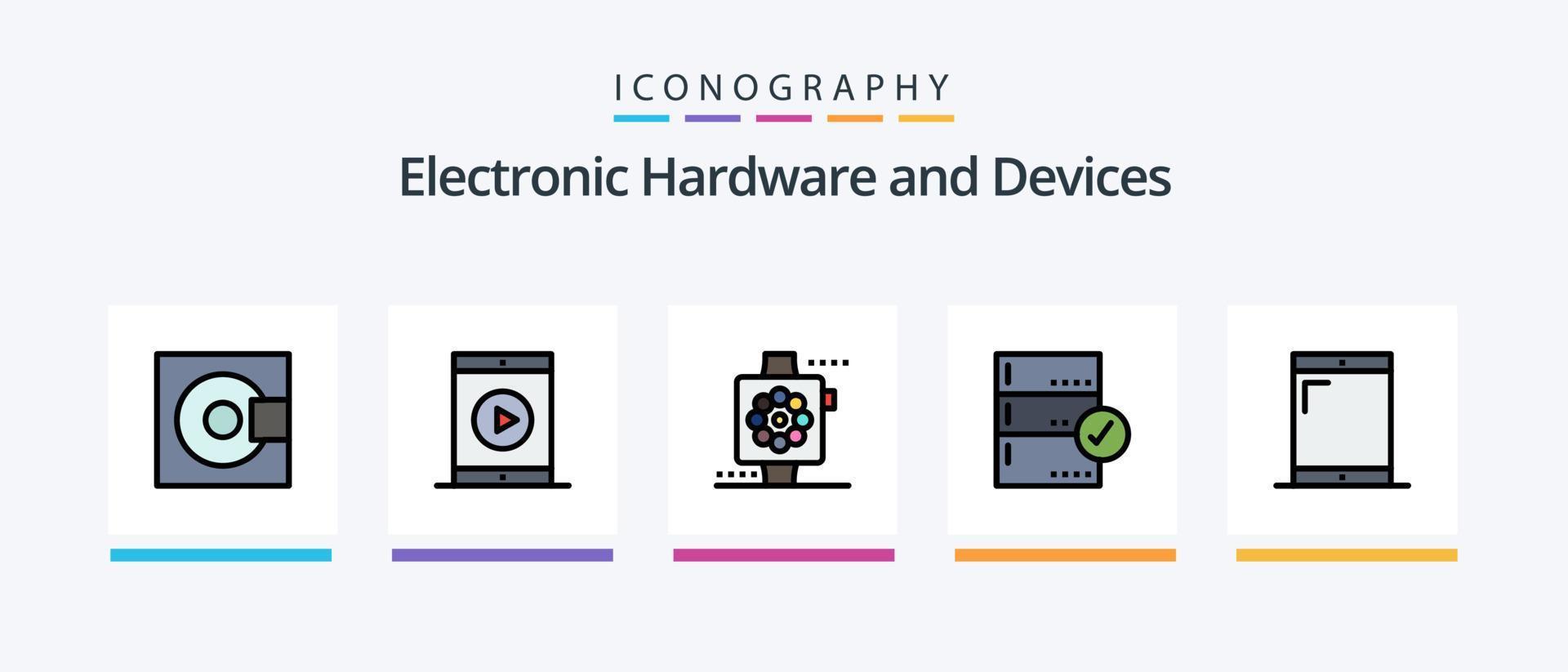 la línea de dispositivos llenó el paquete de 5 iconos, incluido el mezclador. DJ. datos. dispositivos. sonar. diseño de iconos creativos vector