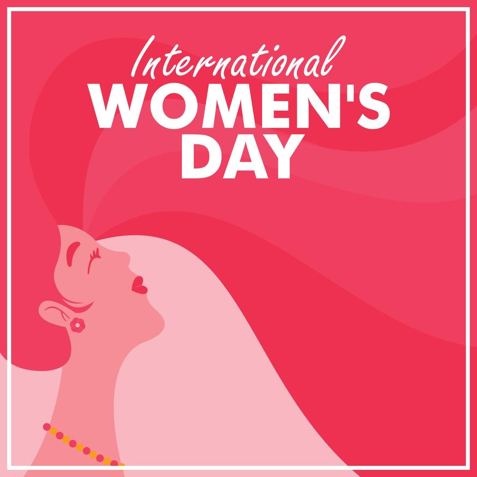 Hand-drawn international women's day illustration with woman with long hair vector