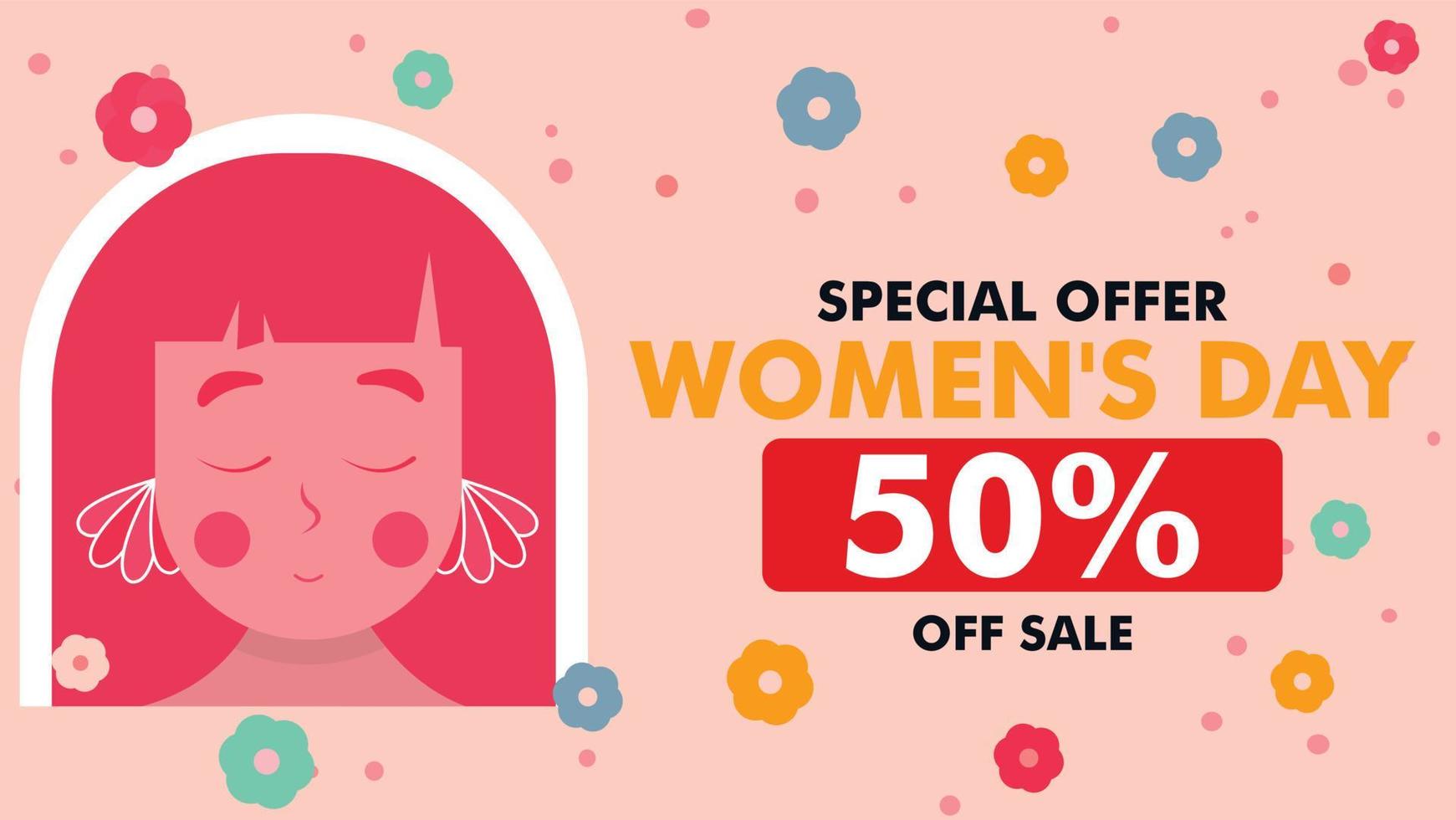 Women's Day Special Offer. Off Sale banner vector template