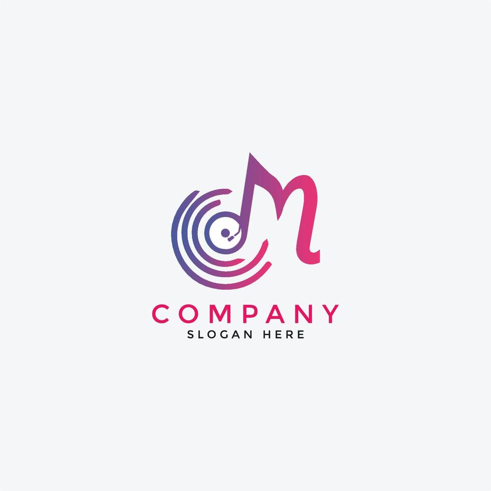 M letter Logo With play. S Icon Design with music Style. illustration of M letter logo. vector