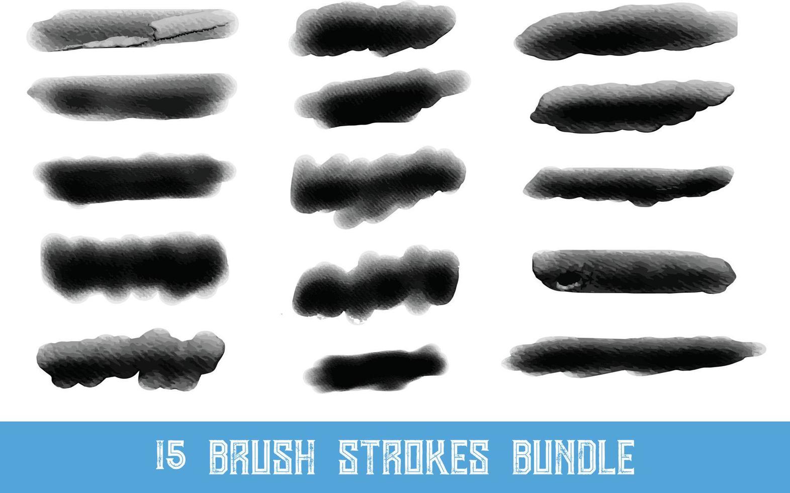 Abstract black brush stroke set vector