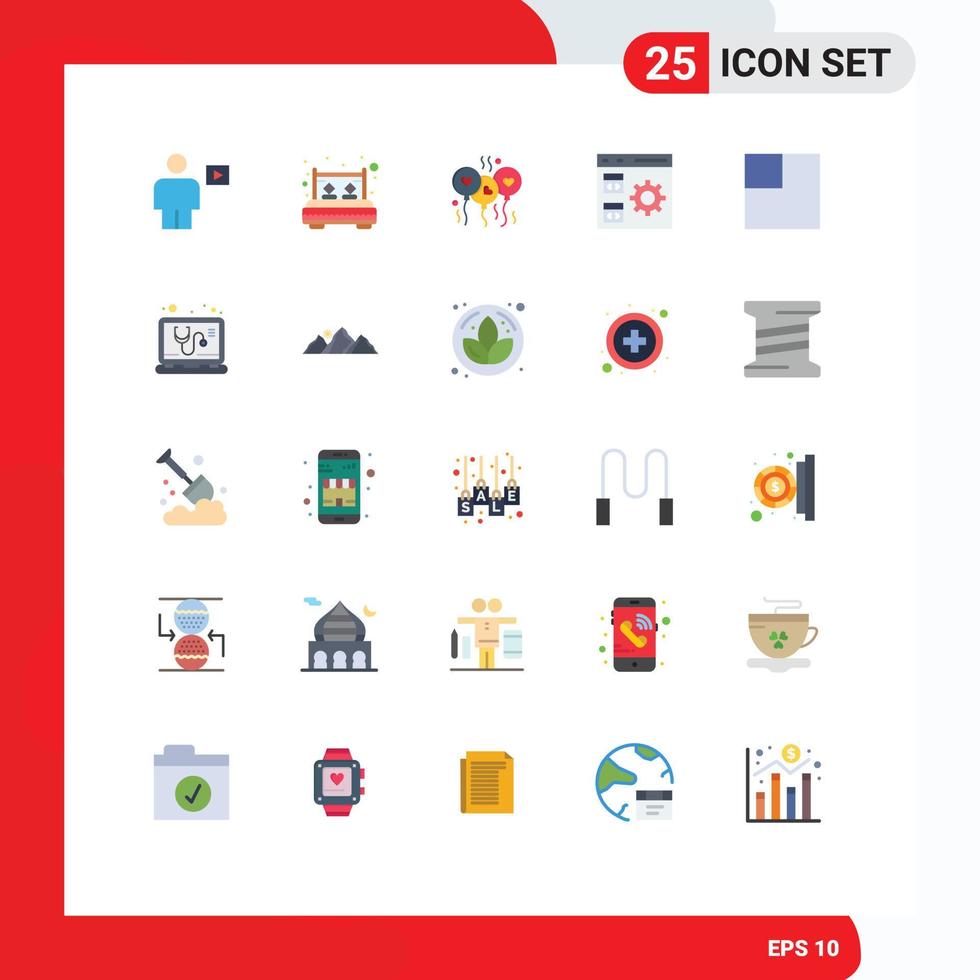 conjunto de 25 iconos de interfaz de usuario modernos símbolos signos para desarrollo codificación resto aplicación corazón elementos de diseño vectorial editables vector