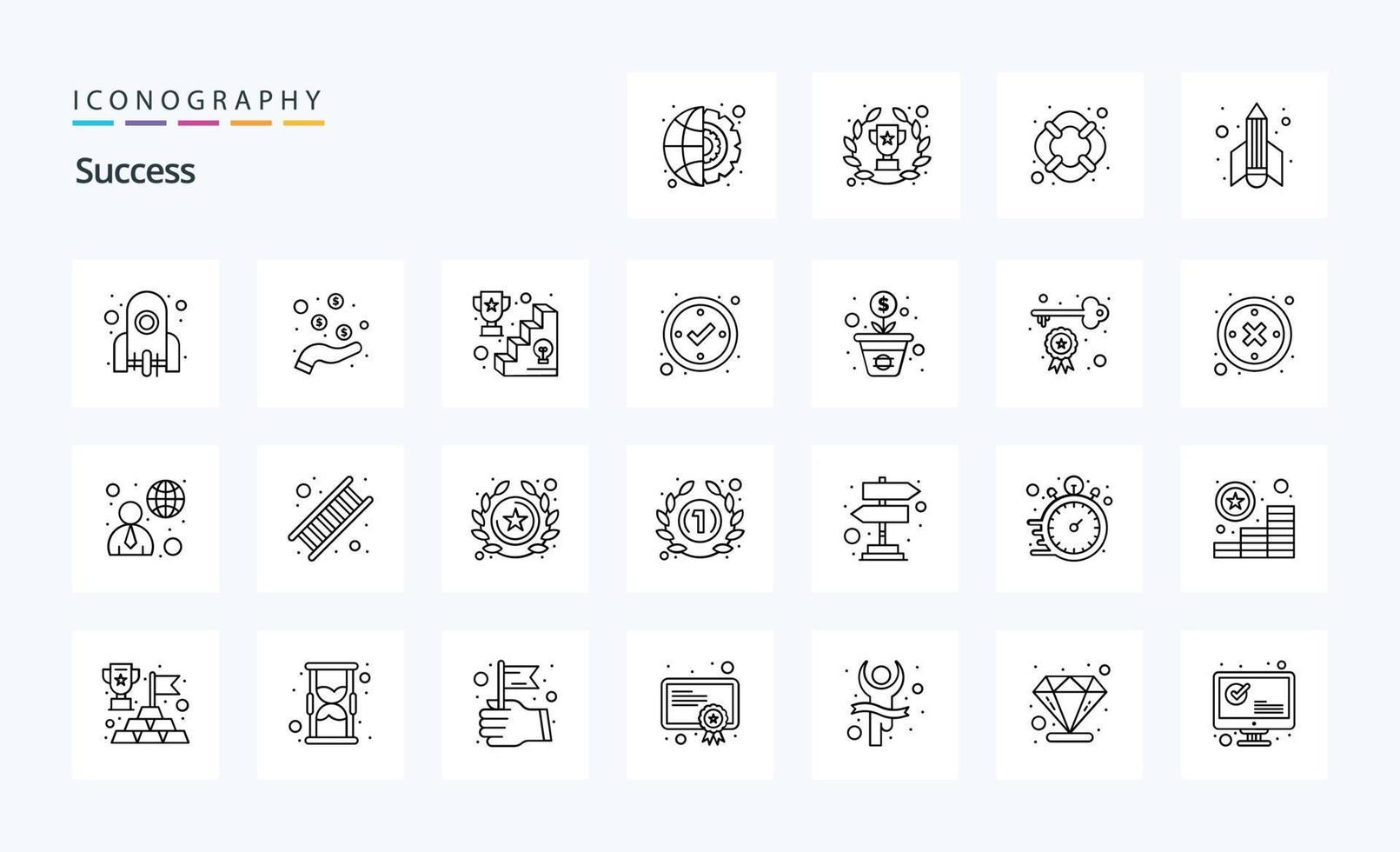 25 Sucess Line icon pack vector