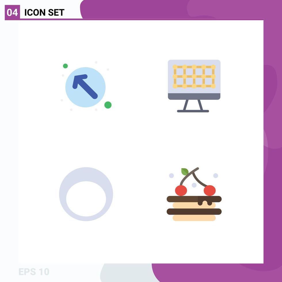 User Interface Pack of 4 Basic Flat Icons of arrow fashion up left hardware tart Editable Vector Design Elements