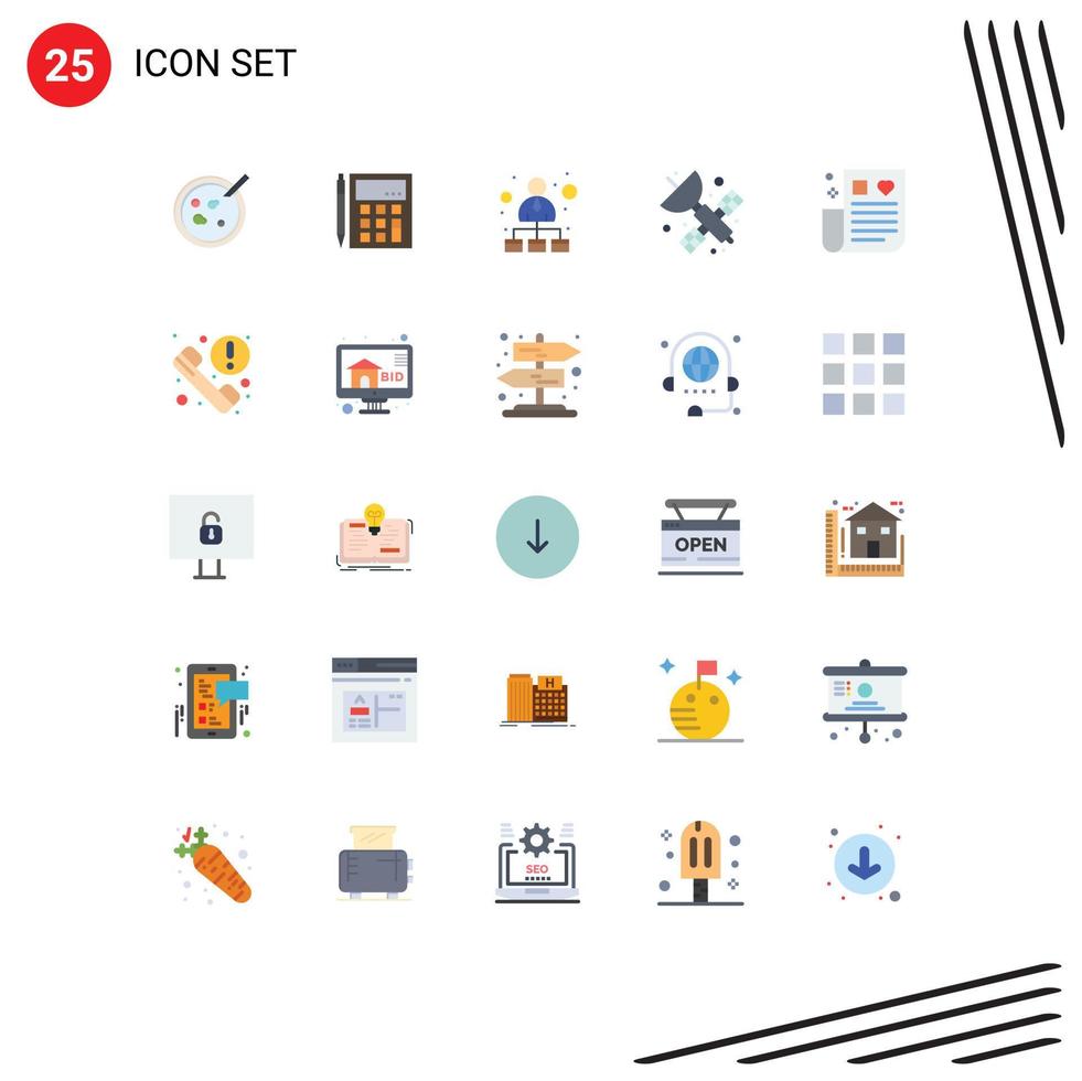 Stock Vector Icon Pack of 25 Line Signs and Symbols for satellite space calculator network hierarchical structure Editable Vector Design Elements