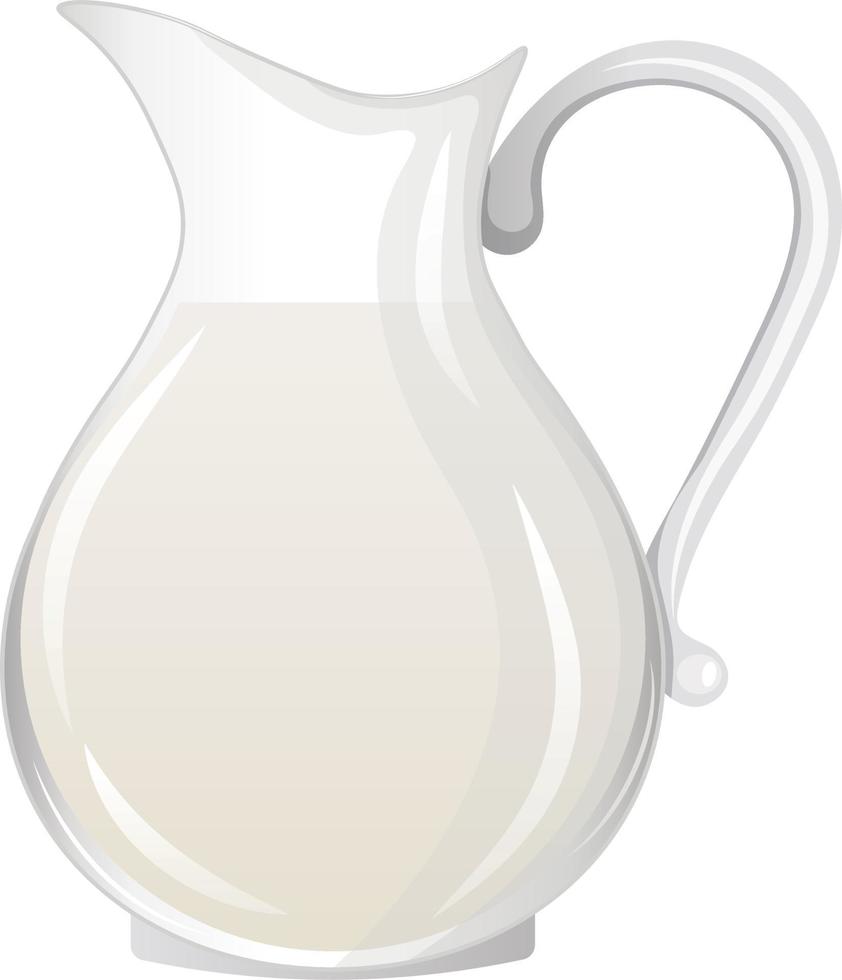 jarra de vidrio con leche aislada en un blanco. repostería, panadería, cocina, postre, pastelería. ilustración vectorial en estilo plano de dibujos animados para afiches, pancartas, tarjetas, publicidad, aplicaciones de cocina y sitios web vector