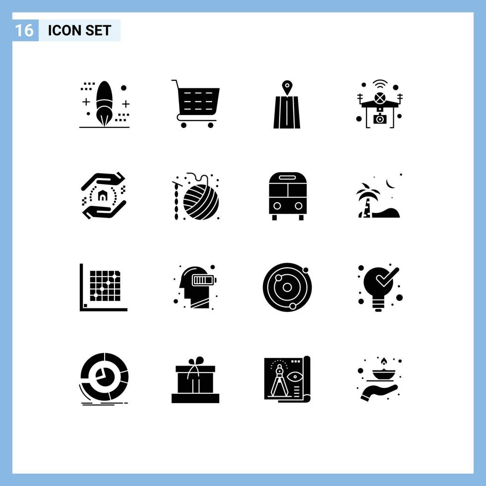 User Interface Pack of 16 Basic Solid Glyphs of real estate wifi navigation things internet Editable Vector Design Elements