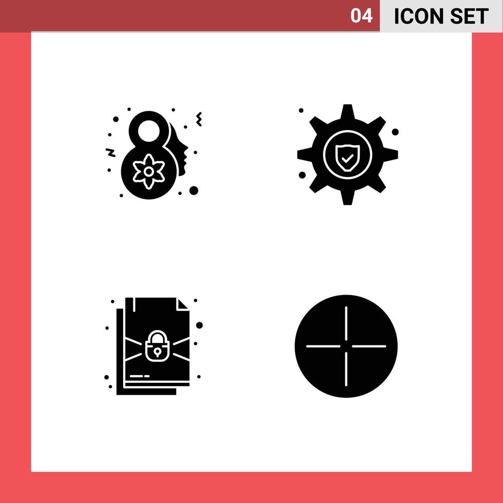 Modern Set of 4 Solid Glyphs and symbols such as eight march ancient setting document symbols Editable Vector Design Elements