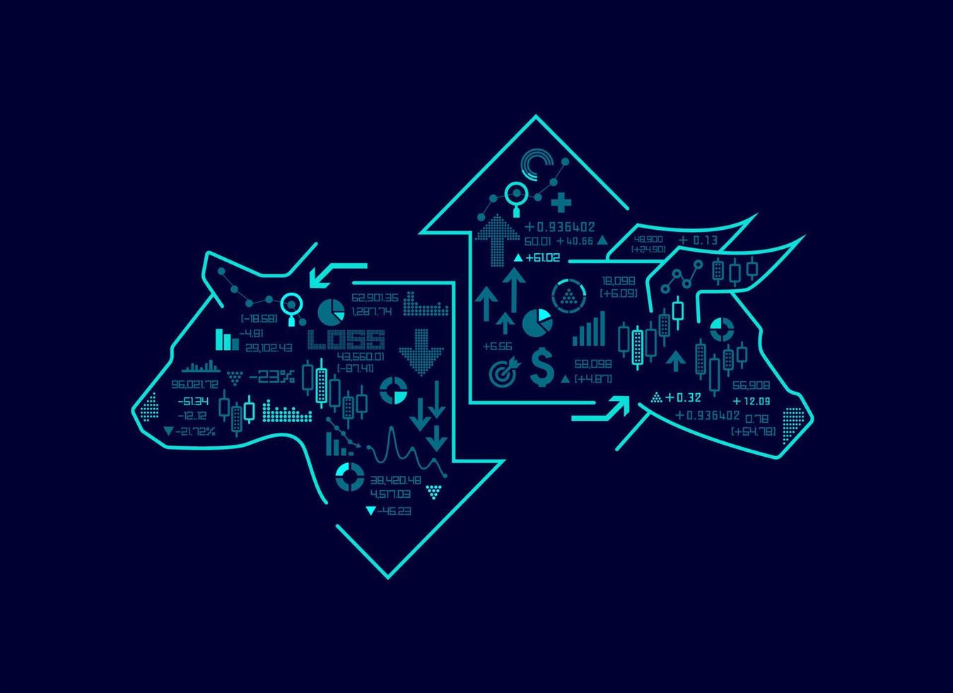 bull bear diagram vector