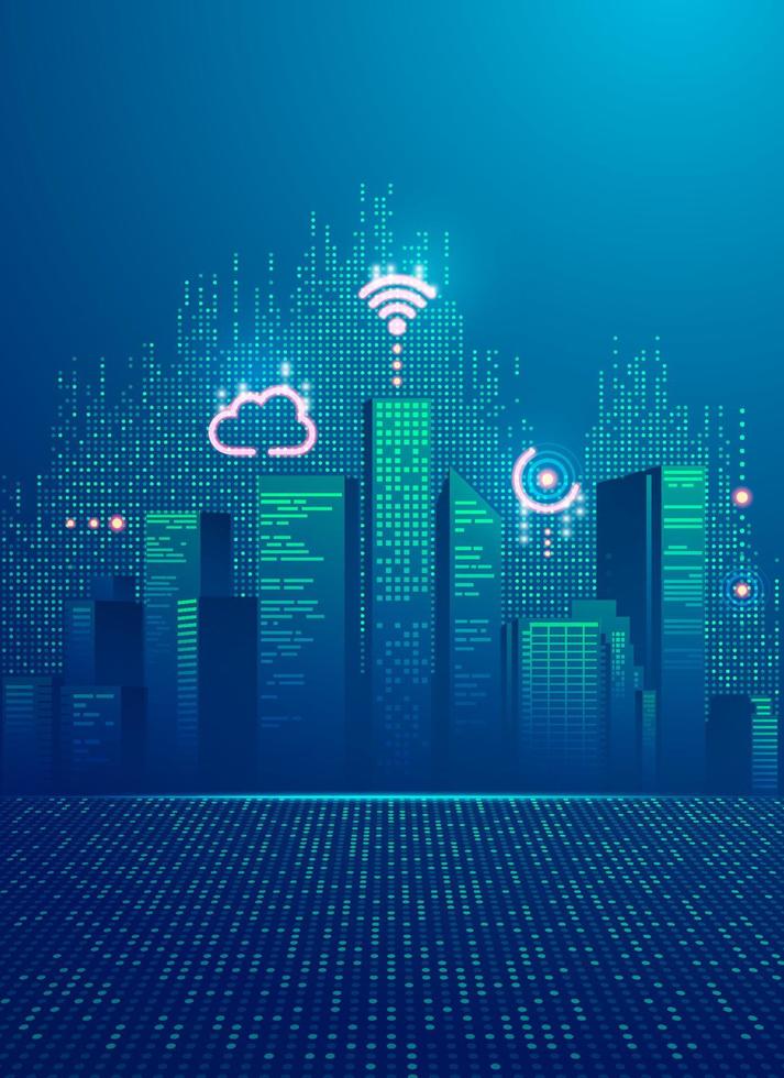 wifi futuristic city vector